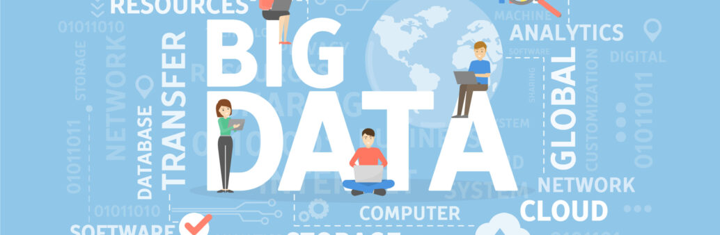 Big Data illustration. Word cloud with people. Idea of information and analysys.